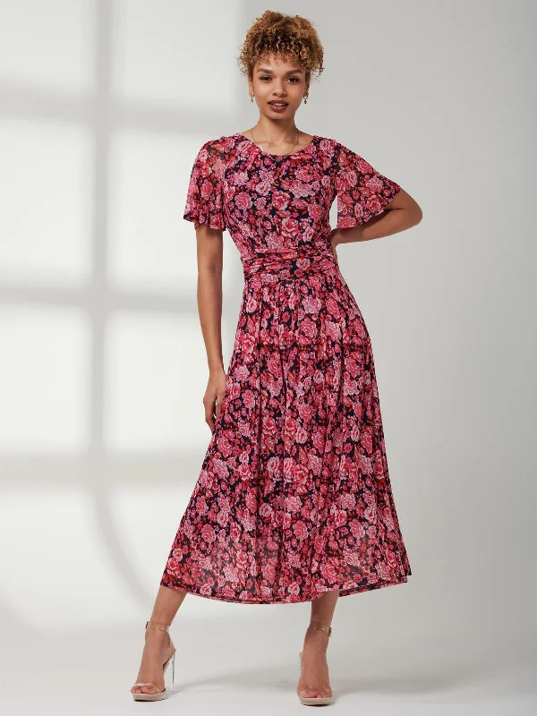 Feminine fashion to express your unique style   Giana Floral Midi Dress, Navy Floral