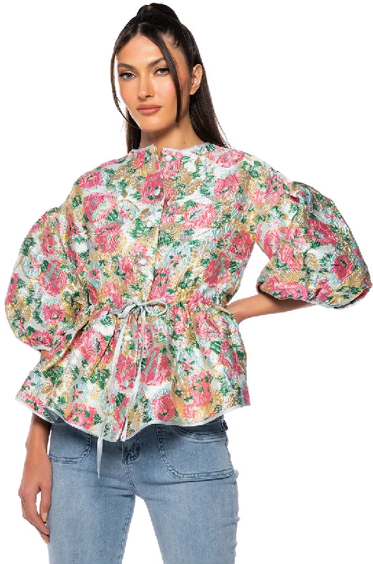 Latest fashion trends for modern women   FIELD OF ROSES BROCADE BLOUSE