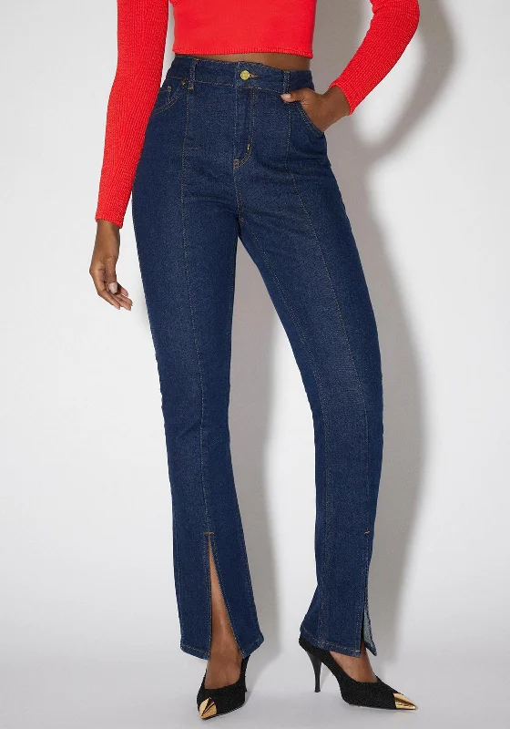 SOMETHINGNEW Kylie Slit Jeans, Medium Blue