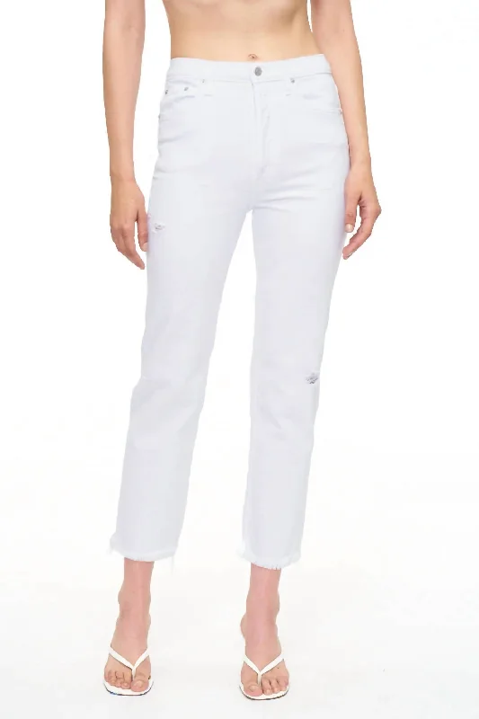 Elegant and comfortable women’s fashion wear   Charlie High Rise Straight Ankle Jeans In White
