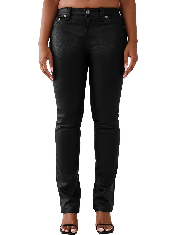 Effortlessly chic outfits for the modern woman   Womens High Rise Coated Straight Leg Jeans