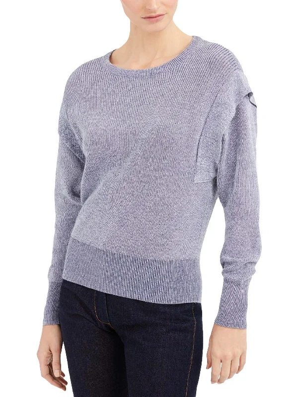 Womens Ruffled Ribbed Knit Sweater