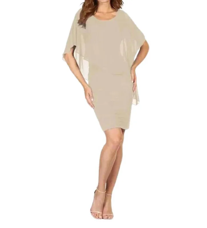 Clothing that’s as bold as you are   Chiffon Overlay Dress In Beige