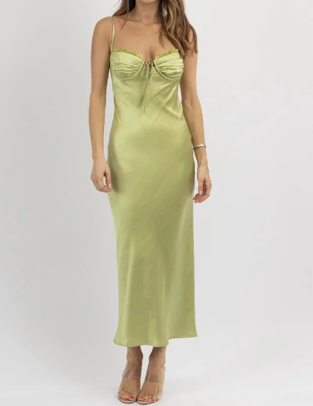 Trendy women’s clothing that suits every taste   Emi Satin Dress In Lime