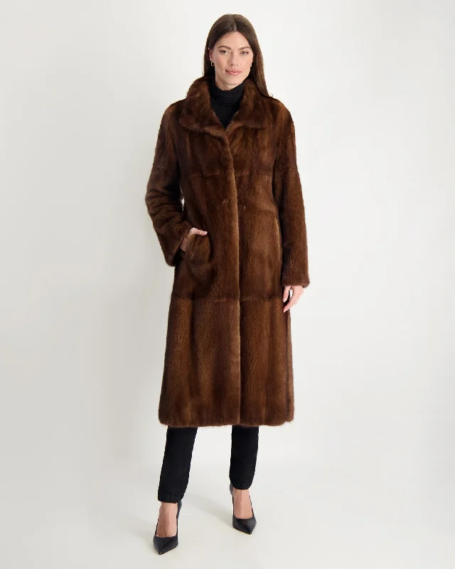 Create a timeless wardrobe with fashionable pieces   Mink Coat with Stand Collar