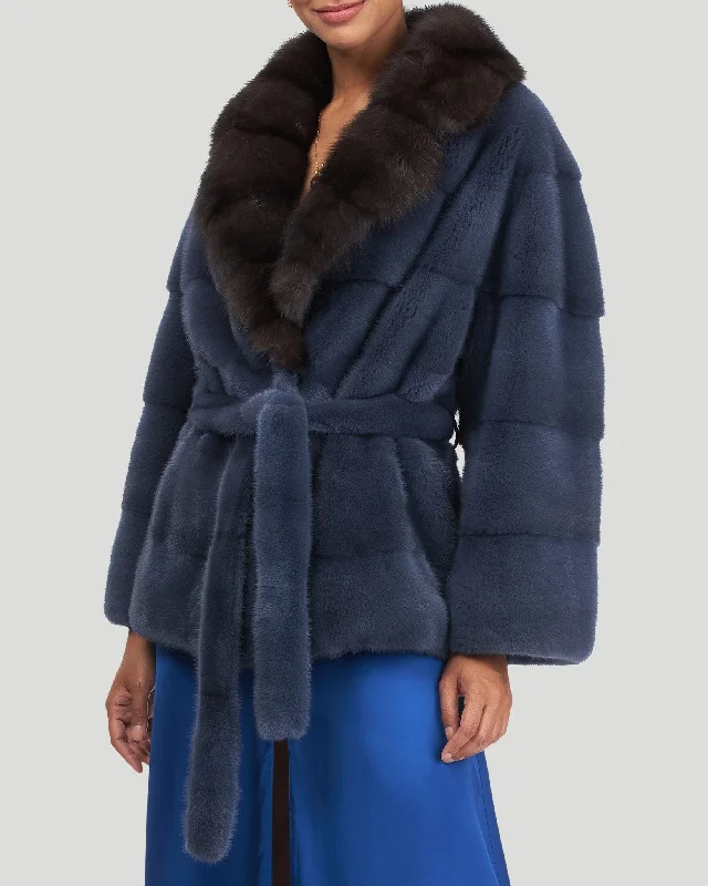 Step into style with our women’s clothing collection   Mink Jacket with Sable Collar