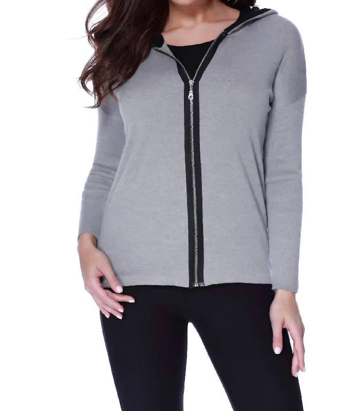 Timeless women’s fashion for any occasion   Frenchie Love Hooded Caridgan In Gray Multi
