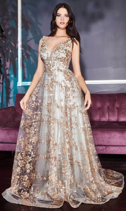 Curated collections for modern, fashionable women   Cinderella Divine - Metallic Lace Prom Dress CB068