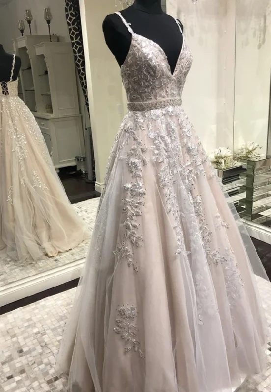 The ultimate guide to stylish women’s fashion   Elegant v neck lace long prom dress A line evening dress    cg17326