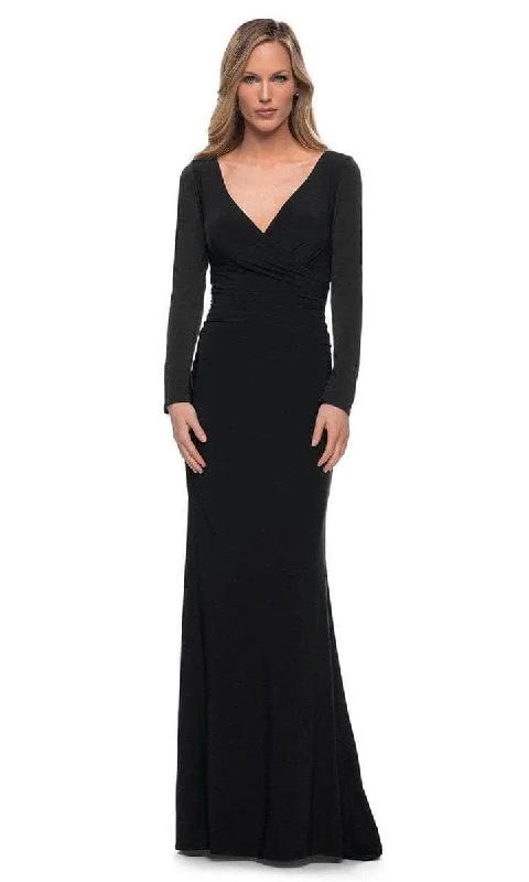 Stylish and comfortable outfits for women   La Femme - Long Sleeve Jersey Formal Dress 29924SC