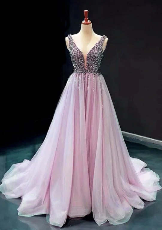 Chic for every occasion and style   Mauve Pink Formal Gown Beaded prom dresses 2021    cg17309