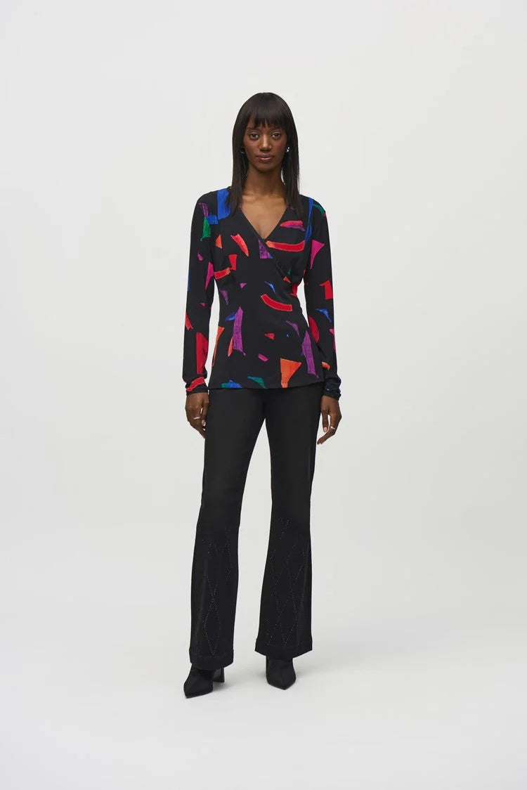 Refresh your closet with chic and comfy styles   Joseph Ribkoff Silky Knit Abstract Print Wrap Top