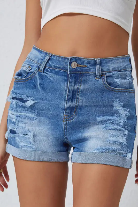 Effortlessly stylish outfits for the modern woman   Vintage Distressed Denim Shorts