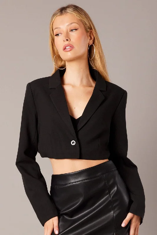 Black Crop Blazer Jacket